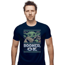 Load image into Gallery viewer, Shirts Fitted Shirts, Mens / Small / Navy Boomer Ok Baby Yoda Sweater
