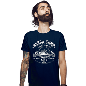 Daily_Deal_Shirts Fitted Shirts, Mens / Small / Navy Bubba Gump Shrimp Company
