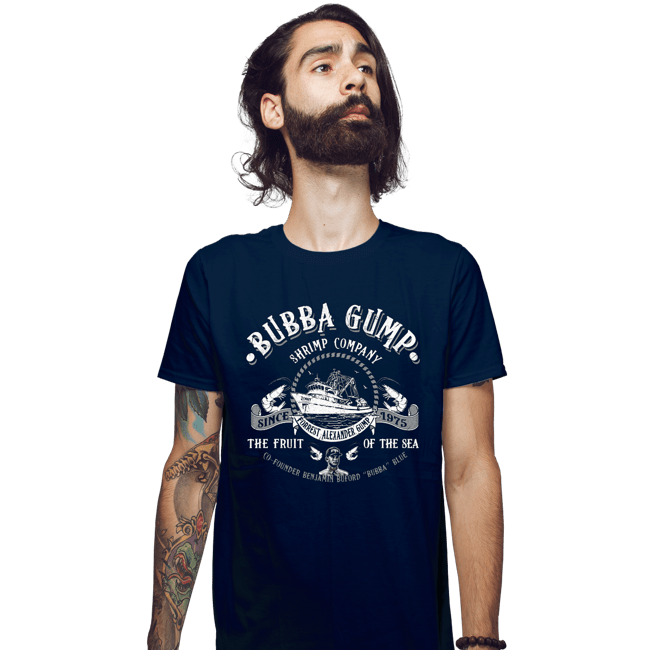 Daily_Deal_Shirts Fitted Shirts, Mens / Small / Navy Bubba Gump Shrimp Company