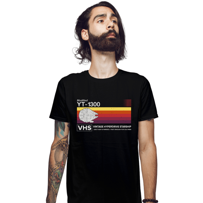 Daily_Deal_Shirts Fitted Shirts, Mens / Small / Black Vintage Hyperdrive Starship
