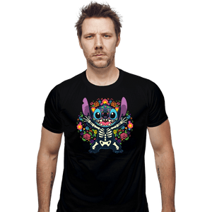 Daily_Deal_Shirts Fitted Shirts, Mens / Small / Black Stiched Calavera