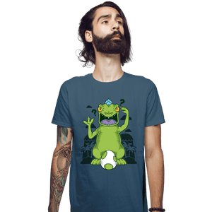 Shirts Fitted Shirts, Mens / Small / Indigo Blue Dinosaur Island
