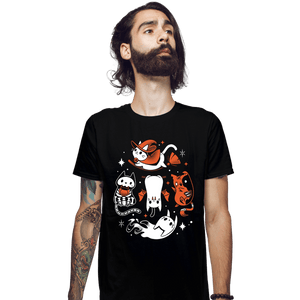 Daily_Deal_Shirts Fitted Shirts, Mens / Small / Black Spooky Kitty Crew