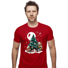 Load image into Gallery viewer, Daily_Deal_Shirts Fitted Shirts, Mens / Small / Red Galaxy Christmas
