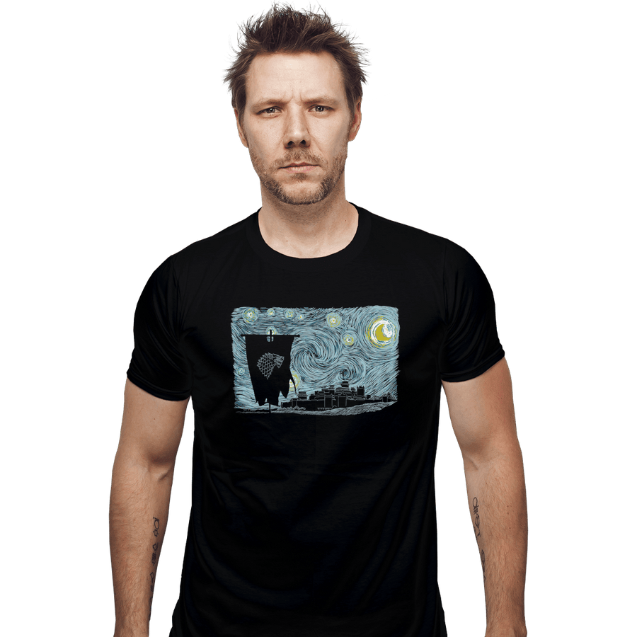 Shirts Fitted Shirts, Mens / Small / Black Starry DireWolf