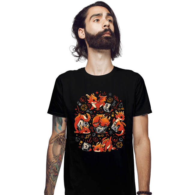 Daily_Deal_Shirts Fitted Shirts, Mens / Small / Black Tiny Dragon Dice