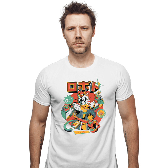 Daily_Deal_Shirts Fitted Shirts, Mens / Small / White Neko Roboto