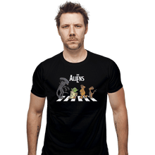 Load image into Gallery viewer, Shirts Fitted Shirts, Mens / Small / Black Aliens On Abbey Road
