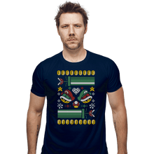 Load image into Gallery viewer, Shirts Fitted Shirts, Mens / Small / Navy A Very Mushroom Christmas
