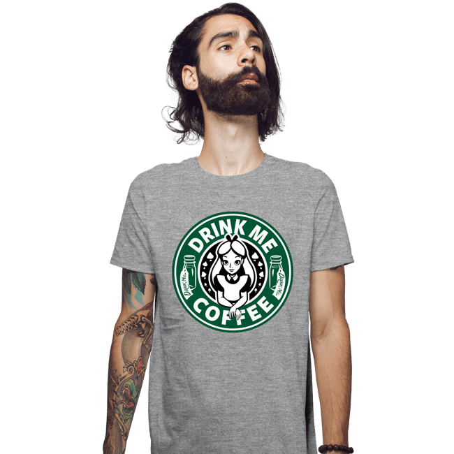 Daily_Deal_Shirts Fitted Shirts, Mens / Small / Sports Grey Drink Me Coffee
