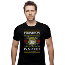 Load image into Gallery viewer, Shirts Fitted Shirts, Mens / Small / Black Christmas Is A Robot
