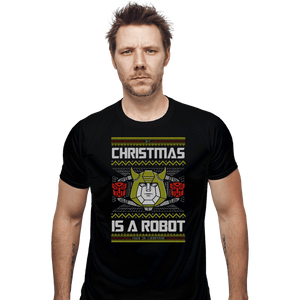Shirts Fitted Shirts, Mens / Small / Black Christmas Is A Robot