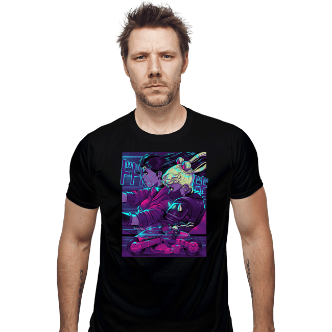 Daily_Deal_Shirts Fitted Shirts, Mens / Small / Black Neon Moon Eclipse On Mars