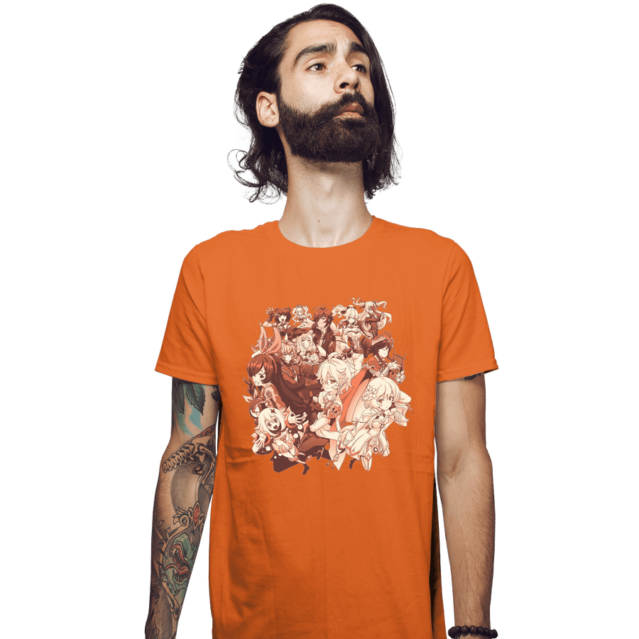 Shirts Fitted Shirts, Mens / Small / Orange Genshin Impact