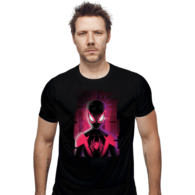 Daily_Deal_Shirts Fitted Shirts, Mens / Small / Black Glitch Miles Spider