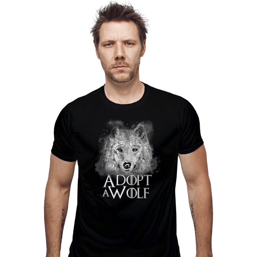 Shirts Fitted Shirts, Mens / Small / Black Adopt A Wolf