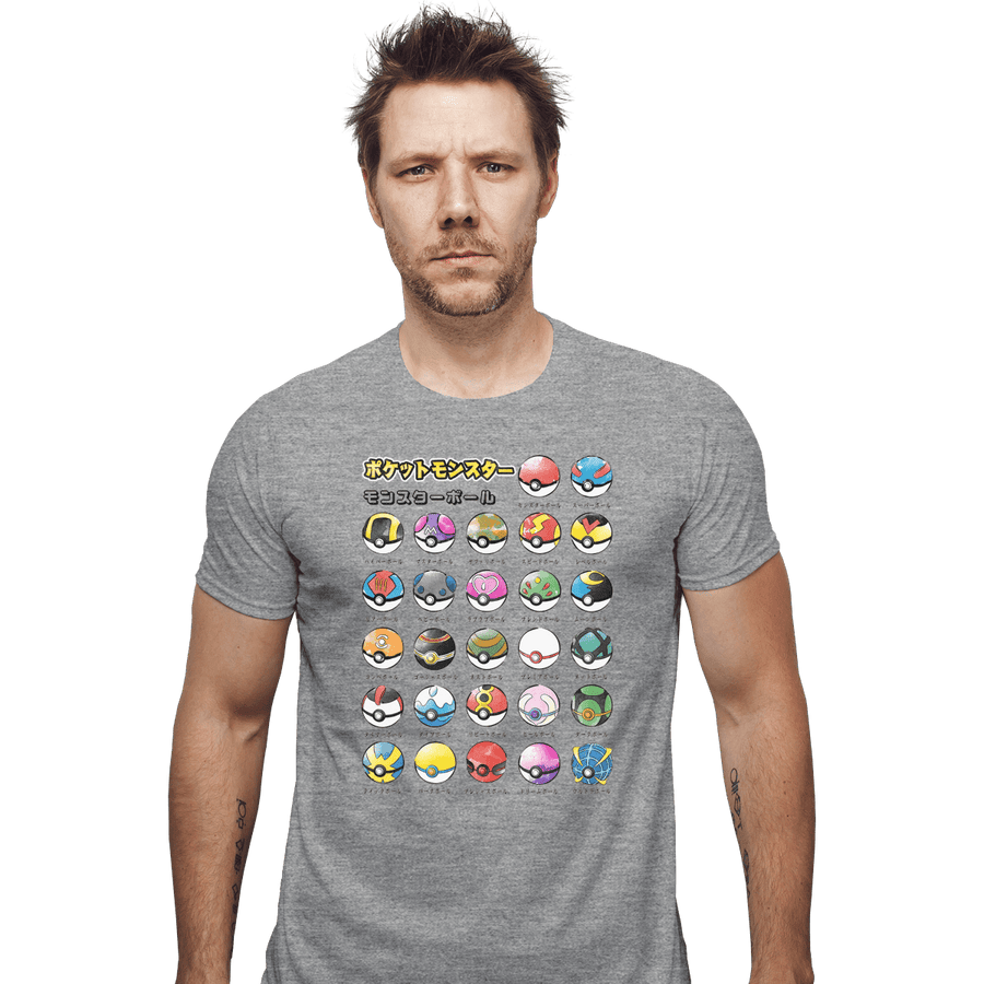 Shirts Fitted Shirts, Mens / Small / Sports Grey Types Of Pokeballs