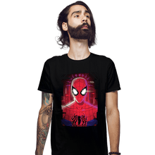 Load image into Gallery viewer, Daily_Deal_Shirts Fitted Shirts, Mens / Small / Black Glitch Peter Spider
