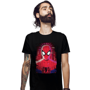 Daily_Deal_Shirts Fitted Shirts, Mens / Small / Black Glitch Peter Spider