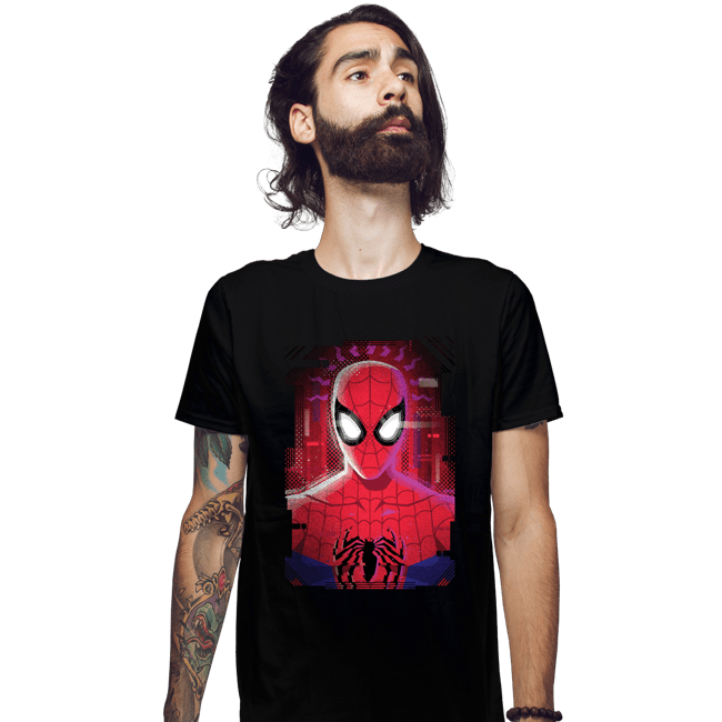 Daily_Deal_Shirts Fitted Shirts, Mens / Small / Black Glitch Peter Spider