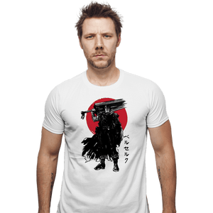Daily_Deal_Shirts Fitted Shirts, Mens / Small / White Black Swordsman Sumi-e