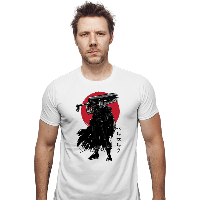 Daily_Deal_Shirts Fitted Shirts, Mens / Small / White Black Swordsman Sumi-e