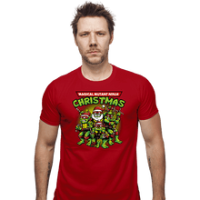 Load image into Gallery viewer, Daily_Deal_Shirts Fitted Shirts, Mens / Small / Red Christmas Ninjas
