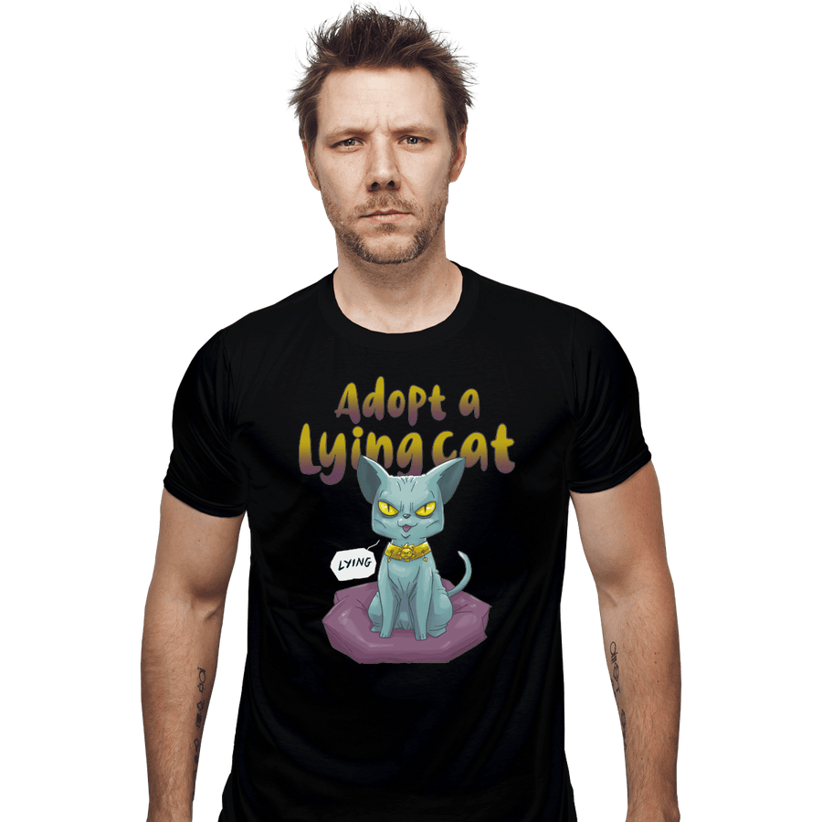 Shirts Fitted Shirts, Mens / Small / Black Adopt A Lying Cat