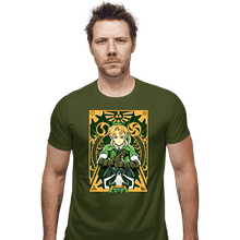 Load image into Gallery viewer, Daily_Deal_Shirts Fitted Shirts, Mens / Small / Military Green Ocarina Link
