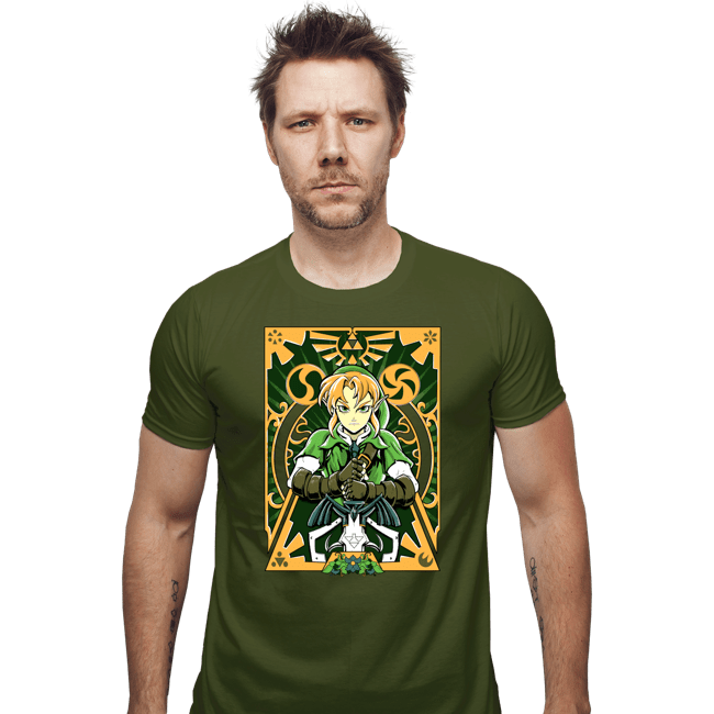 Daily_Deal_Shirts Fitted Shirts, Mens / Small / Military Green Ocarina Link