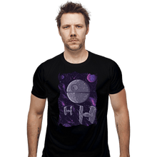 Load image into Gallery viewer, Daily_Deal_Shirts Fitted Shirts, Mens / Small / Black Pixel Death Star
