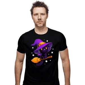 Secret_Shirts Fitted Shirts, Mens / Small / Black Witch Cat