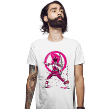 Load image into Gallery viewer, Shirts Fitted Shirts, Mens / Small / White Pink Ranger Sumi-e
