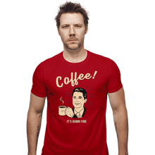 Load image into Gallery viewer, Shirts Fitted Shirts, Mens / Small / Red It&#39;s damn Fine Coffee
