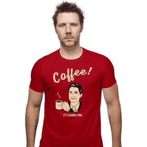 Shirts Fitted Shirts, Mens / Small / Red It's damn Fine Coffee