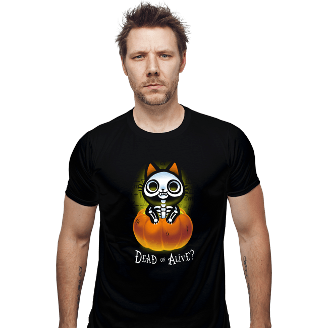 Daily_Deal_Shirts Fitted Shirts, Mens / Small / Black Schrodinger Halloween