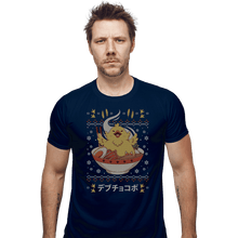 Load image into Gallery viewer, Shirts Fitted Shirts, Mens / Small / Navy Fat Chocobo Ramen Christmas Sweater
