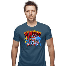 Load image into Gallery viewer, Secret_Shirts Fitted Shirts, Mens / Small / Indigo Blue 90&#39;s Super Friends
