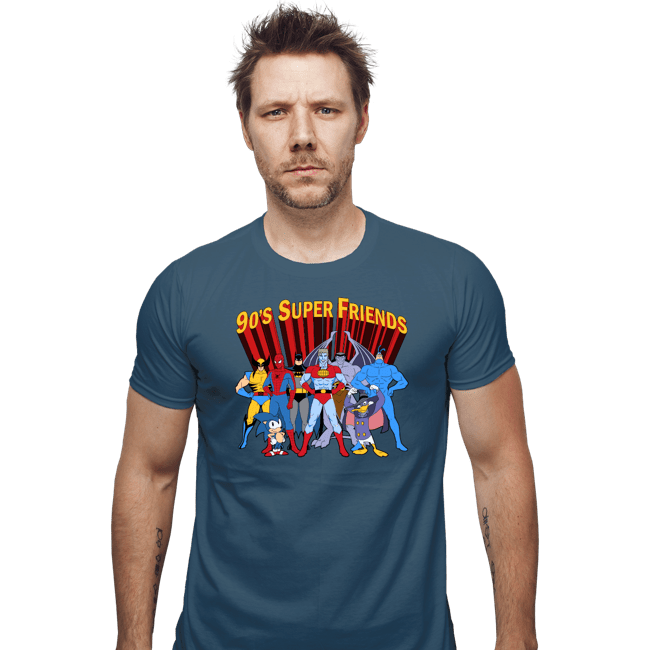 Secret_Shirts Fitted Shirts, Mens / Small / Indigo Blue 90's Super Friends