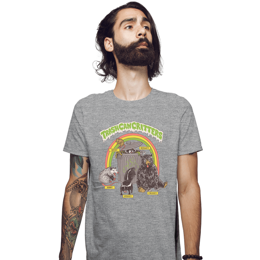Shirts Fitted Shirts, Mens / Small / Sports Grey Trash Can Critters