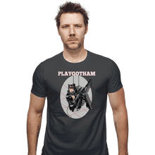 Load image into Gallery viewer, Shirts Fitted Shirts, Mens / Small / Charcoal Playgotham Catwoman
