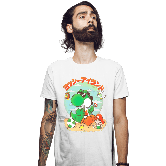 Daily_Deal_Shirts Fitted Shirts, Mens / Small / White Yoshi Vacation