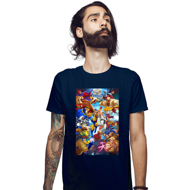 Secret_Shirts Fitted Shirts, Mens / Small / Navy XMen V Street Fighter