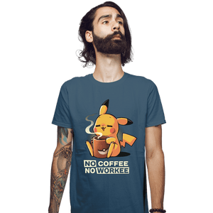 Secret_Shirts Fitted Shirts, Mens / Small / Indigo Blue No Coffee Pikachu