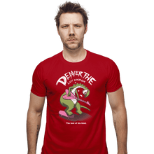 Load image into Gallery viewer, Shirts Fitted Shirts, Mens / Small / Red Last Dinosaur Vs The World
