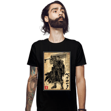 Load image into Gallery viewer, Daily_Deal_Shirts Fitted Shirts, Mens / Small / Black Black Swordsman Woodblock

