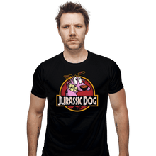 Load image into Gallery viewer, Daily_Deal_Shirts Fitted Shirts, Mens / Small / Black Jurassic Dog
