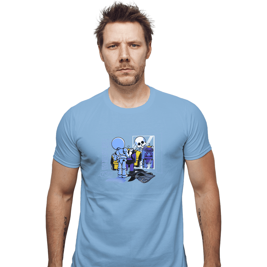 Shirts Fitted Shirts, Mens / Small / Powder Blue Skull Style