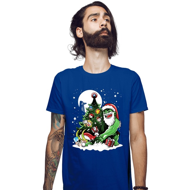 Daily_Deal_Shirts Fitted Shirts, Mens / Small / Royal Blue Puny God Christmas