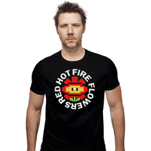 Load image into Gallery viewer, Shirts Fitted Shirts, Mens / Small / Black Red Hot Fire Flowers
